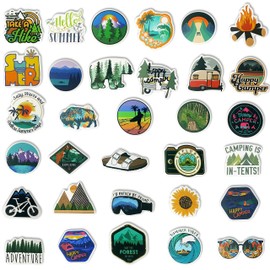 Outdoors Nature Stickers Adventure Hiking Camping Travel Wilderness Stickers Pack (50 Pcs) Suitcase Stickers Vinyl Decals for Car Bumper Helmet Luggage Laptop Water Bottle (GlibertVillageGoods)