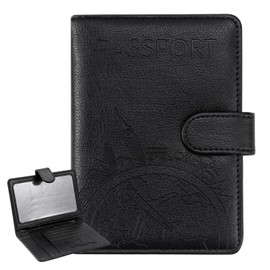 ILIYAH Passport Cover - Passport Cover with RFID Blocker, Vaccination Certificate Case, Passport Case for Credit Card, Flight Ticket, ID Card, Travel Documents Organiser, black, Classic