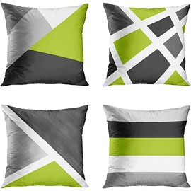 DILOXNSU Cushion Cover 50 x 50 cm, Set of 4, Light Green Grey Geometric Soft Sofa Cushion Cover, Decorative Cushion Cover, Couch Cushion, Modern Decorative Cushion Covers for Sofa, Living Room, Chair,