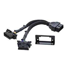 iKKEGOL Underdash OBD2 Splitter Y Cable, 1 Male to 2 Female OBDII Harness Adapter, 16 Pin OBD II J1962 Extension Cord DIY, Car OBD Port Braid Connector with Mounting Bracket 1FT/30CM