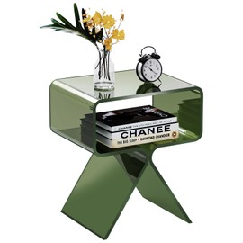 solaround solaround Acrylic Nightstand Side Table Modern Design Clear Home Decor Display End Table for Living Room (Green)