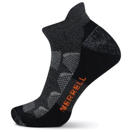 Merrell Moab Hiking Mid Cushion Socks-1 Pair Pack-Coolmax Moisture Wicking & Arch Support, Low Cut Tab-Charcoal, L/XL (Men's 12.5-15 / Women's 14+)