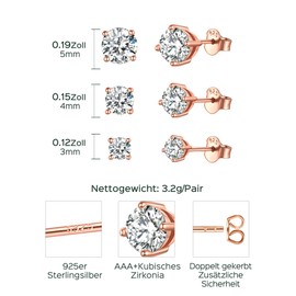 ChicSilver 925 Sterling Silver, Glitter Stud Earrings Set with Zirconia and Colourful Round Topaz Stud, Fan Shape Stud Earrings, Colourful Crystal Jewellery as Gift for Wife, Mother, 925 Sterling Silver, F Square Stud Earrings Set Silver 3 Pairs