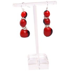 Peruvian Dangle Earrings For Women Made With Red & Black Huayruro Seeds by Evelyn Brooks