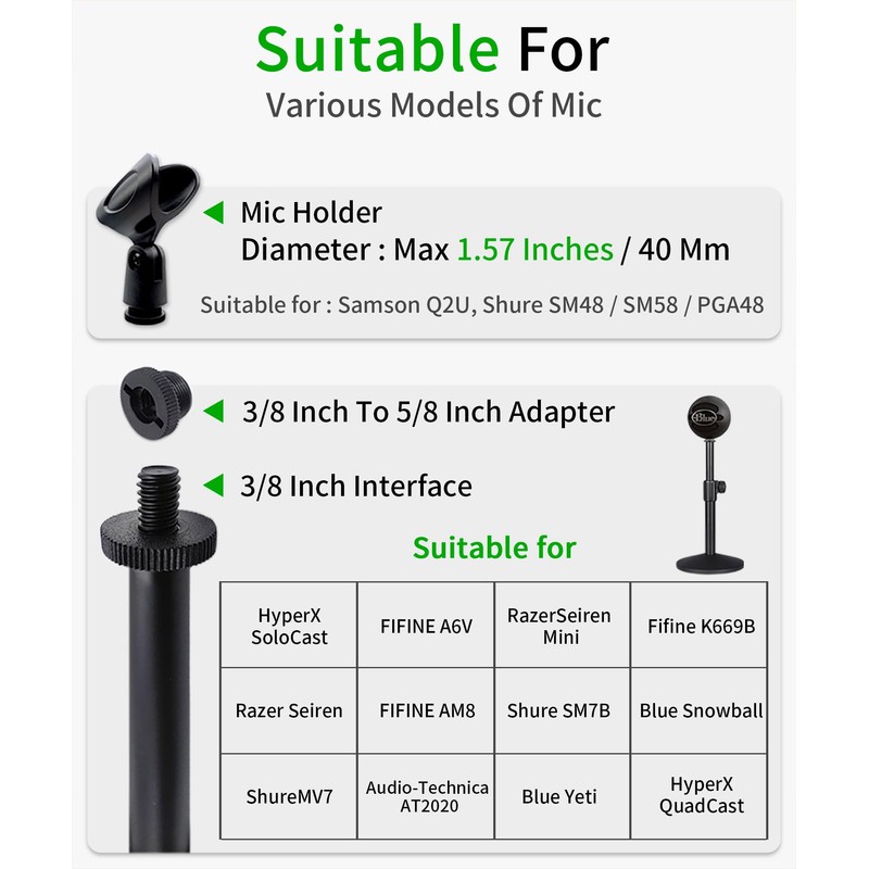 Singzhu Premium Heavy-Duty Mic Stand with Adjustable Height and Metal