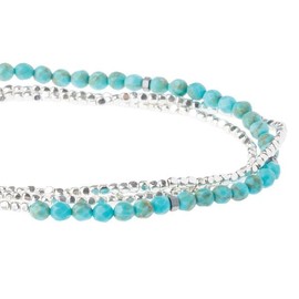 Scout Curated Wears - Women's Delicate Stone Wrap Bracelet & Necklace - Turquoise/Silver