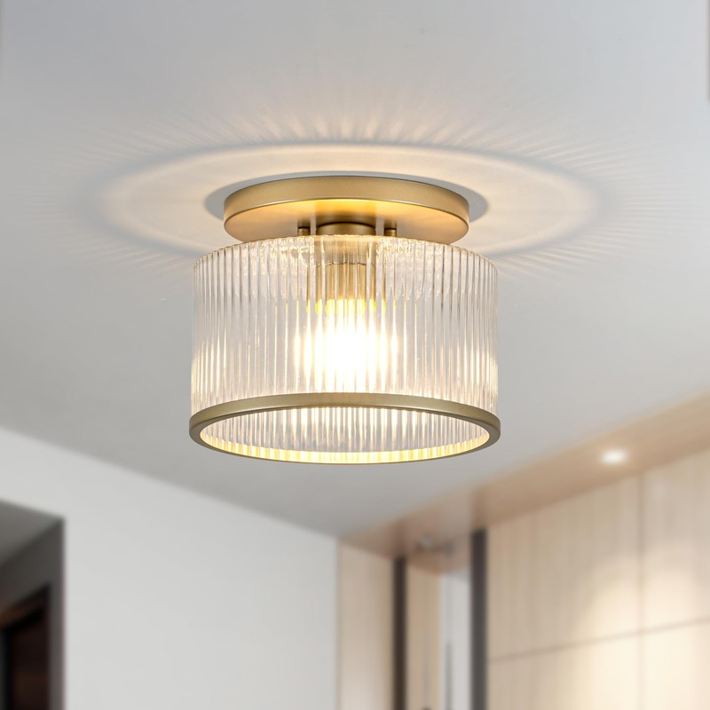 Zlepmlla Glass Ceiling Light, Clear Ribbed Glass Ceiling Light Fixture