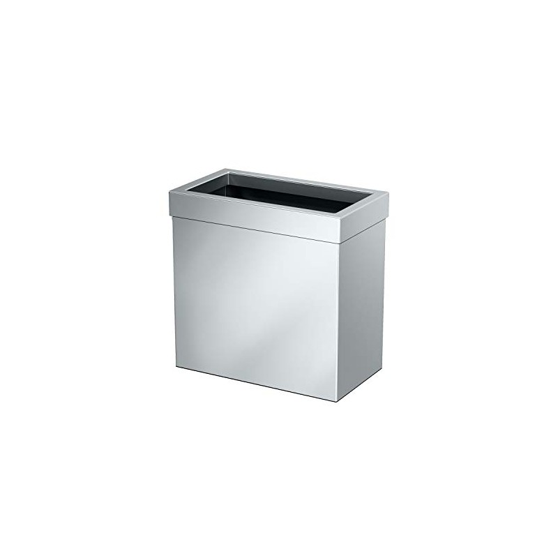Gatco Modern Rectangle Wastebasket, Chrome - Stainless Steel Trash Can