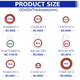 BUSY-CORNER A/C System Compressor Gasket Seals Air Conditioning Compressor Port Seal Washer Kit 60 Pieces Gasket Bonded Seal Assortment