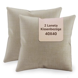 SONIT Cushion Cover 40 x 40 cm - Sofa Cushion, Decorative Cushion Covers for Living Room and Bedroom - Set of 2 - Made in Italy - Beige