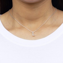 Philip Jones Initial Necklace Letter L Created with Zircondia® Crystals