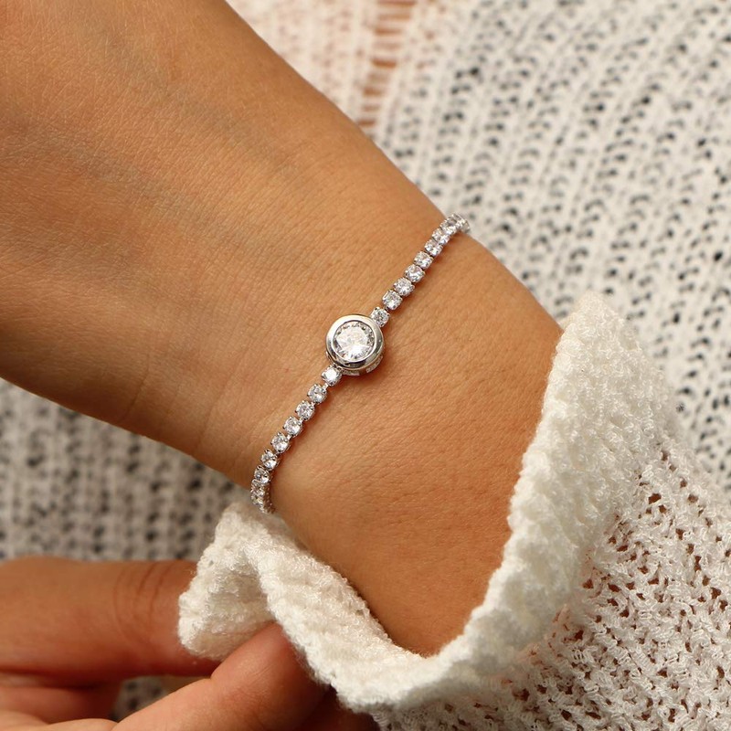 ASHMITA Pulsera de cadena ajustable para mujer, circonita cúbica, oro