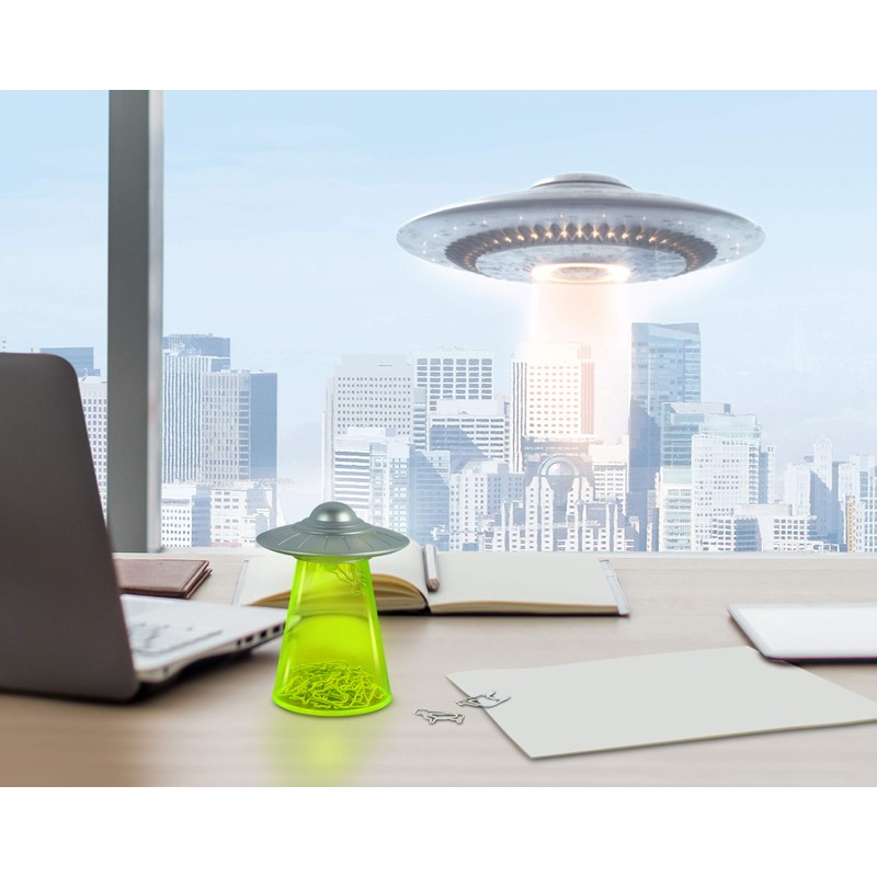 Genuine Fred Filing Saucer Paperclip Dispenser UFO Holder with Cow