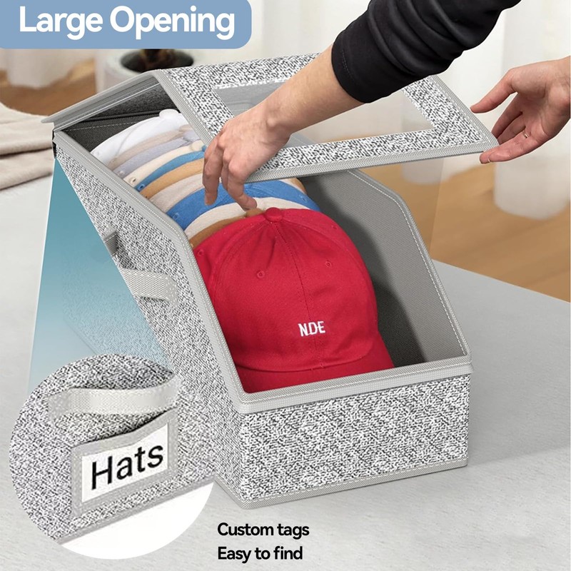 Vurlexat Stackable Hat Organizer for Baseball Caps, 2 Pack Clear