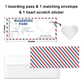 Stripe Boarding Pass Gift Ticket, Boarding Pass, Airline Tickets Scratch Off Travel Tickets With Envelopes, Scratch & Reveal Surprise Ticket for Valentine's Day, Birthday, Girlfriends/003(1 Set DIY)