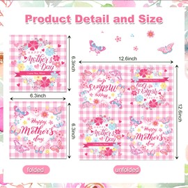 Mother's Day Paper Napkin, 80PCS Mother's Day Napkins Disposable Luncheon,I Love Mom Party Supplies Birthday Decorations, Pink Floral Dinner Paper Napkins for Best Mothers Party Decorations Supplies