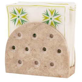 SPESHSTONES Travertine Napkin Holder for Table 6.5 Inch Handmade Stone Holders for Cocktail and Paper Napkins Ideal for Dining, Kitchen Countertop Organizer & Home Decor