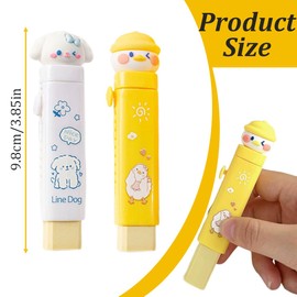 Cute Retractable Rubber Eraser, Pack of 2 Retractable Erasers for Children, Rubber Push-Pull Eraser for Students, Writing, Drawing, Aesthetic Erasers