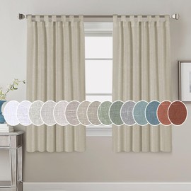 H.VERSAILTEX Natural Linen Curtains Linen Textured Semi Sheer Curtain Light Filtering Tab Top Window Treatments Panels Highly Durable Curtain Panels for Bedroom (2 Panels, 52" x 63", Castle Wall)