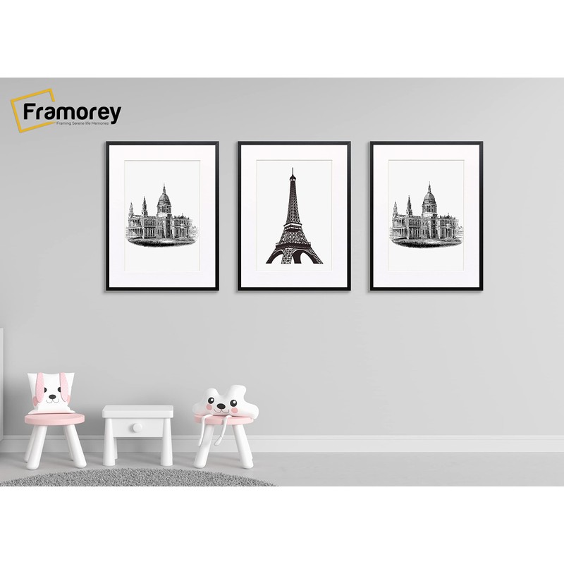 FRAMOREY A4 (21x29.7cm) Black Thin Matt Photo Frame with A5
