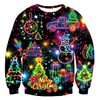 uideazone Men Ugly Christmas Sweater 3D Neon Firework Pullover Sweatshirts
