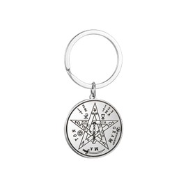 EUEAVAN Tetragrammaton Pentagram Necklace for Men Women Tetragrammaton Pentagram Protection Amulet Pagan Wicca Jewelry (keychain)
