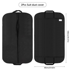 Garment Bag Suit, 2 Pieces Clothes Cover with Carry Handle, High-Quality Garment Cover, Clothes Cover with Zip for Suit and Dress, Breathable Suit Bag for Travel, 100 x 60 cm
