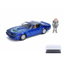 Diecast Car w/Display Case - 1977 Pontiac Firebird Trans Am w/Pennywise Figure, IT Chapter Two - Jada 31118-1/24 Diecast Car