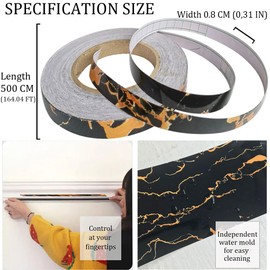 Decor Tape Waterproof Decor Tape Self-Adhesive Tile Seam Sticker Marble Adhesive Seam Sticker Decor Tape for Walls Furniture self-adhesive liner for corner decor in black(0,8*500 CM/0,31 IN*164,04 FT)
