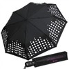 Cabrio Ladies Wet Look Black White Polka Dot Windproof Pocket