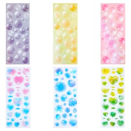 NICENEEDED 12 Sheets Colorful Bubble Deco Stickers, Self Adhesive Kpop Korean Decal, Craft Sticker Kits for Photocards Craft Scrapbook Making Albums