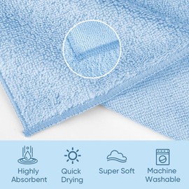 HOMEXCEL Microfiber Washcloths 12 Pack, Highly Absorbent and Soft Face Towel, Multi-Purpose Wash Cloths for Bathroom, Gym, Hotel, Spa and Kitchen, Multicolor 12x12 Inch