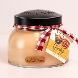 A Cheerful Giver Salted Caramel Cone 22oz Mama Scented Candle Jar with Lid Keepers of The Light 125 Hours of Burn Time, Gift for Women, Orange