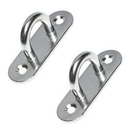 PRIOstahl Mast Plate Eye Plate Oval with Bracket Mounting Hooks Ceiling Hook - 100 mm x 36 mm x 2 Pieces Eyelet Plate for Attaching Hanging Chair Hanging Hay Net Boat Punch Bag Made of Stainless Steel