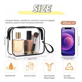 Icramsy Clear Makeup Bag,2 Pack TSA Approved Toiletry Bag Travel Toiletry Bag Hanging Makeup Cosmetic bag for Women Men (Black).