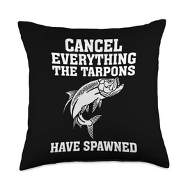 Tarpon Fisher Rod and Reel Combo Fishing Equipment Tarpon Throw Pillow