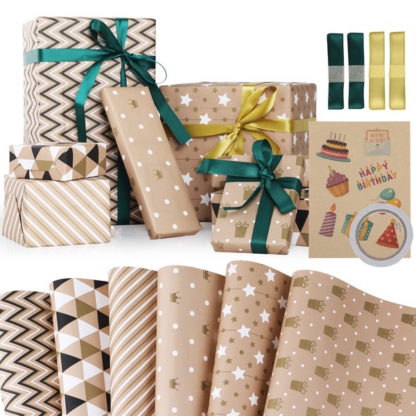 Hianjoo Wrapping Paper, Polka Dot Pattern, Striped, Thick, Large Packaging,