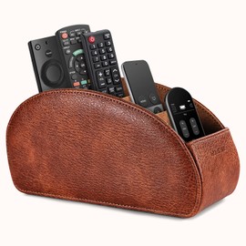 molshine Remote Control Holder with 5 Compartments, PU Leather Remote Control Holder for Office Organisation, TV Remote Control, Heating Controller, Media Player, Office Supplies, Makeup Brushes