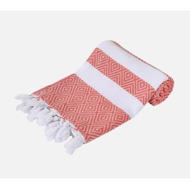 Premium Turkish Beach Towel – Large, Soft & Absorbent Cotton, Quick-Dry, Sand-Resistant, Eco-Friendly Striped Towel for Summer, Pool, Travel & Spa – Oversized Beach & Outdoor Essential. (Coral)