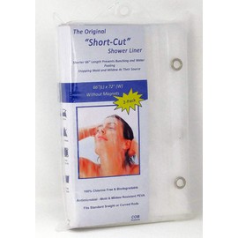 COB Products Short Shower Curtain Liner Clear | Shorter 66" Length Stays Clean Longer | Mildew-Resistant Anti-Bacterial PEVA | 2 Pack | Eco-Friendly | Heavy-Duty | Clear | Metal Grommets |