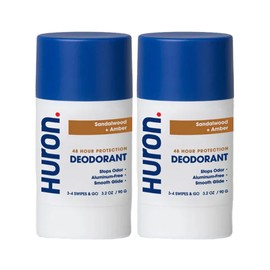 Huron Aluminum-Free Deodorant for Men - Clean & Woody Scent of Sandalwood & Amber - Neutralizes Odor for All-Day Protection - Non-Irritating - 3 Oz (2 Pack)