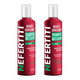 Shampoo Matizador Rojo + Tratamiento Con Keratina Nefertiti