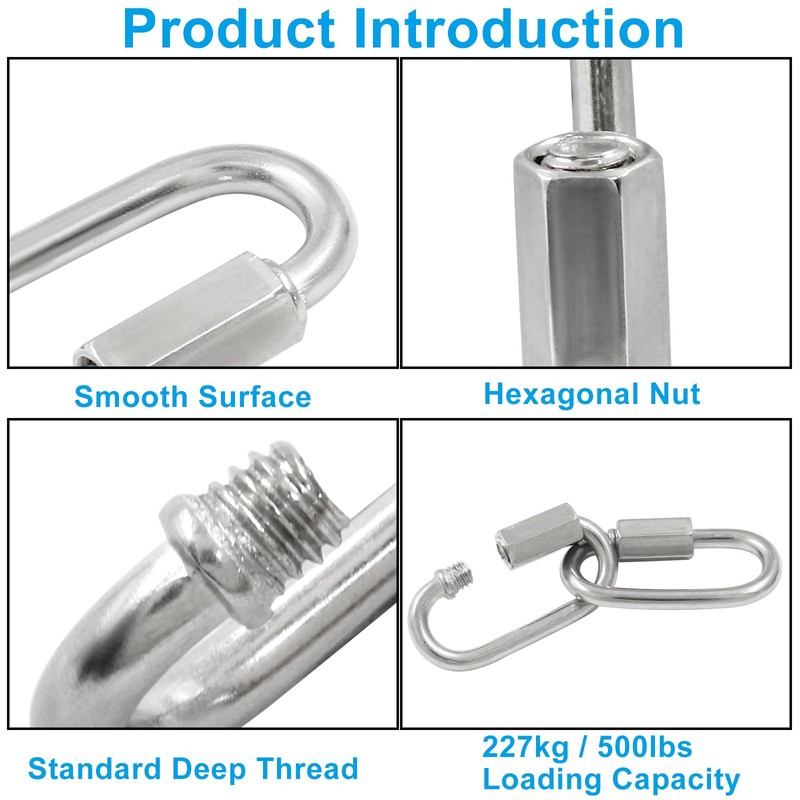 Qjaiune 6Pcs Quick Links 5/32 Inch 304 Stainless Steel D