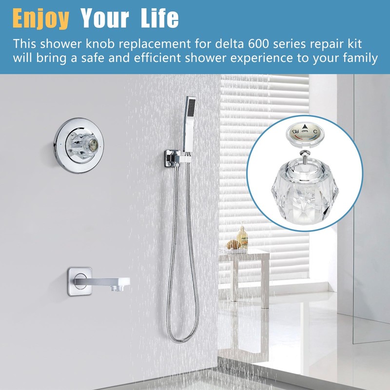 Faucet Handle Replacement for Delta Faucet RP2391 Clear Shower Knob