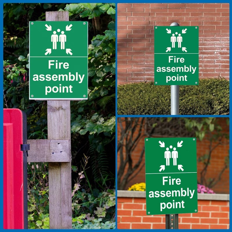 Firefighting Assembly Point Sign 400 x 300 x 1mm,Matte Rigid