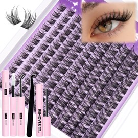 Natural Lash Clusters Kit Wispy Eyelash Clusters CC Curl Cluster Eyelash Extensions 132 pcs Individual Lash Extensions DIY Lash Extension Kit with Lash Bond and Seal and Remover Lash Kit by Mavphnee
