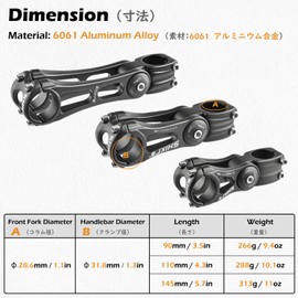 TRIWONDER Bike Stem Bicycle Handlebar Extender Aluminum Alloy Stem Riser for Mountain Road Bike MTB BMX (31.8 x 145mm)
