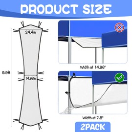 HFYZZ 2 Pcs 10 Ft Canopy Rain Gutter for Pop Up Canopy, Vinyl Canopy Rain Gutter Tent Drainage Accessories with Straps for Summer Outdoor Events Party, White