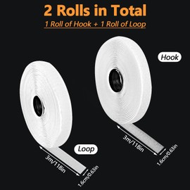 Velcro Tape for Sewing Set, Reusable Velcro for Sewing, Extra Strong Velcro & Hook Tape for Clothing, Home Textiles, Velcro Tape for Sewing Made of Nylon/Polyester (White, 16 mm x 5 m)