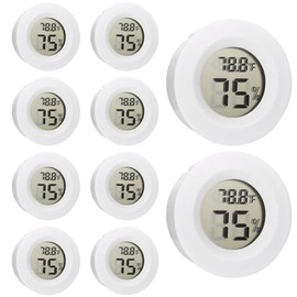 10 Pack Mini Hygrometer Thermometer - Digital Hygrometer Gauge LCD Monitor Temperature Humidity Meter Indoor Room Round Humidity Temperature Gauge for Greenhouse Home Kitchen